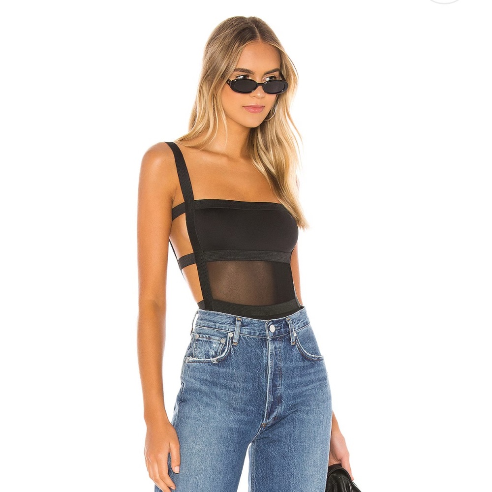 Superdown Black Cut Out Sleeveless Bodysuit
